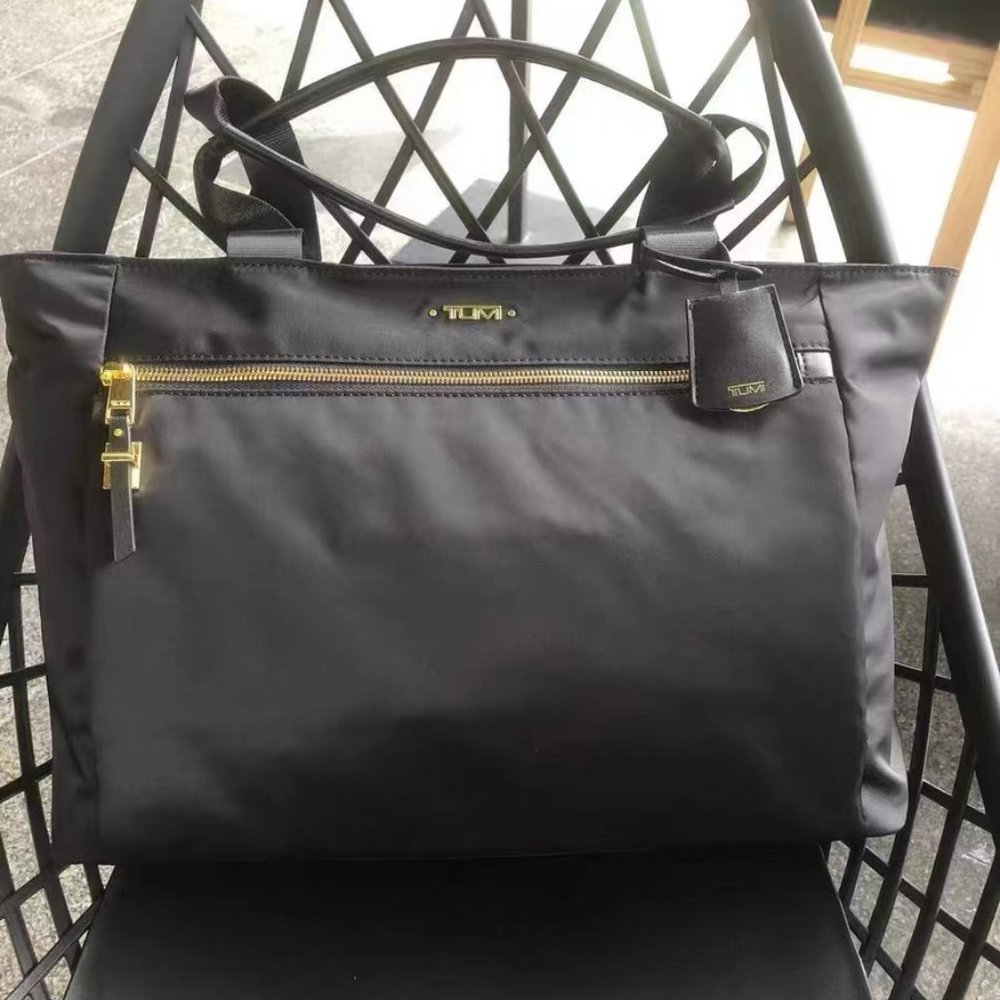 TUMI Voyageur Mauren Tote | Black Nylon & Gold Hardware